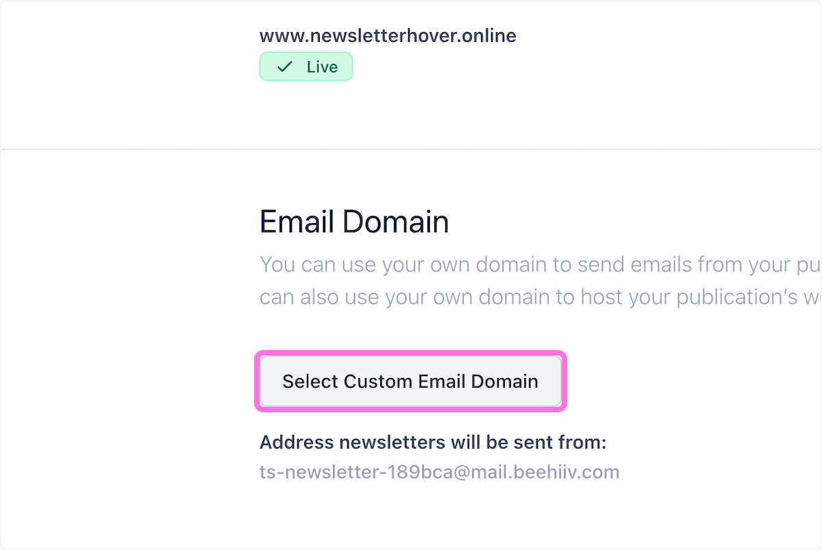 Click on Select Custom Email Domain